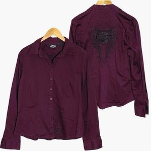Harley Davidson Long Sleeve Button Up Shirt Women’s Size Large